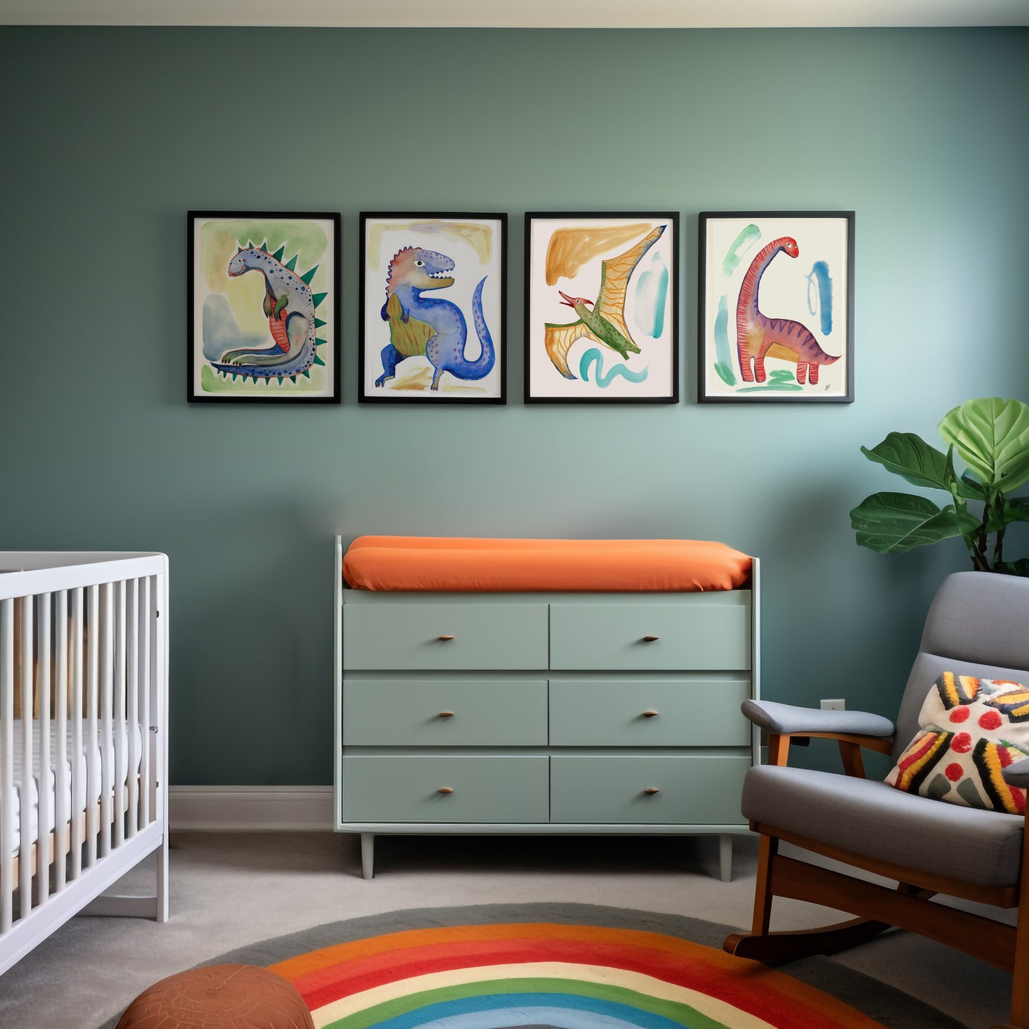 Whimsical Dinosaurs Wall Art Set
