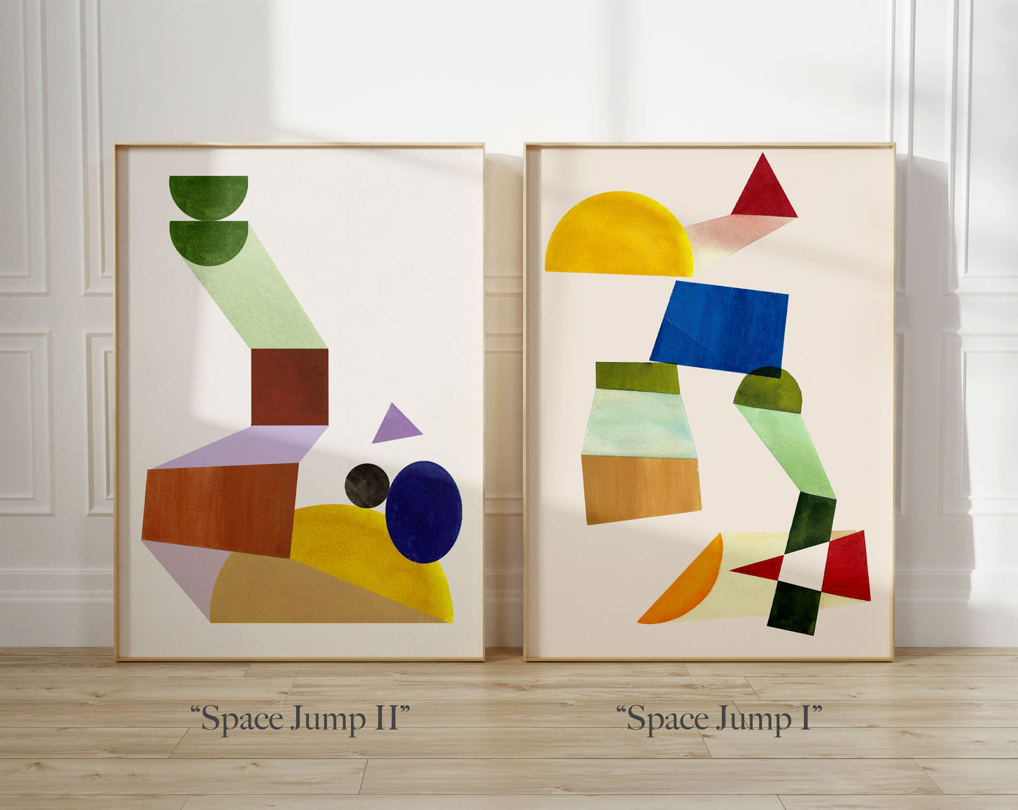 Set of two Large Midcentury Modern Geometric Prints