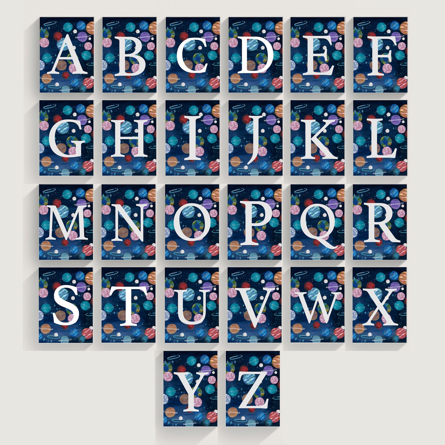 Space & Planets Initials Wall Art