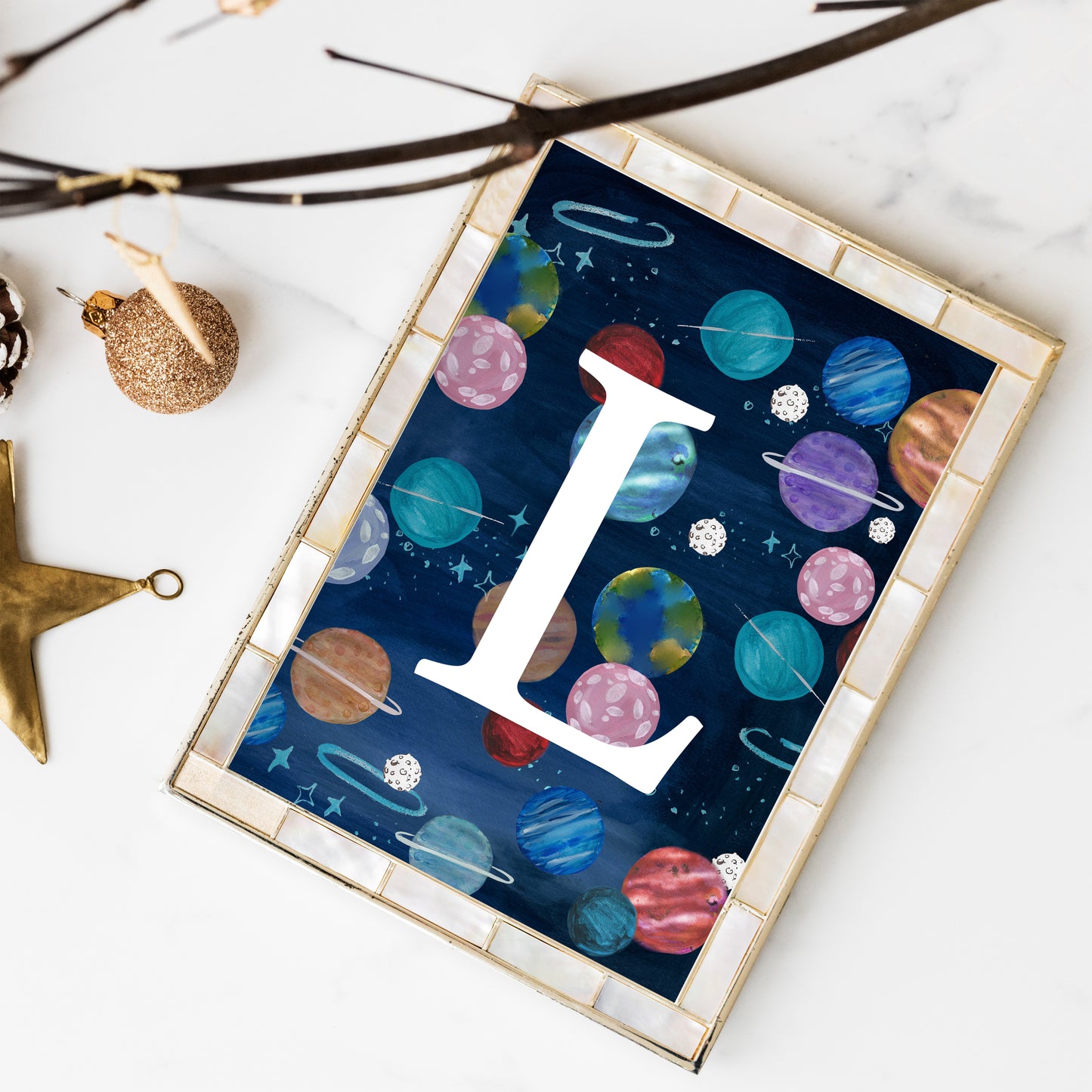 Space & Planets Initials Wall Art
