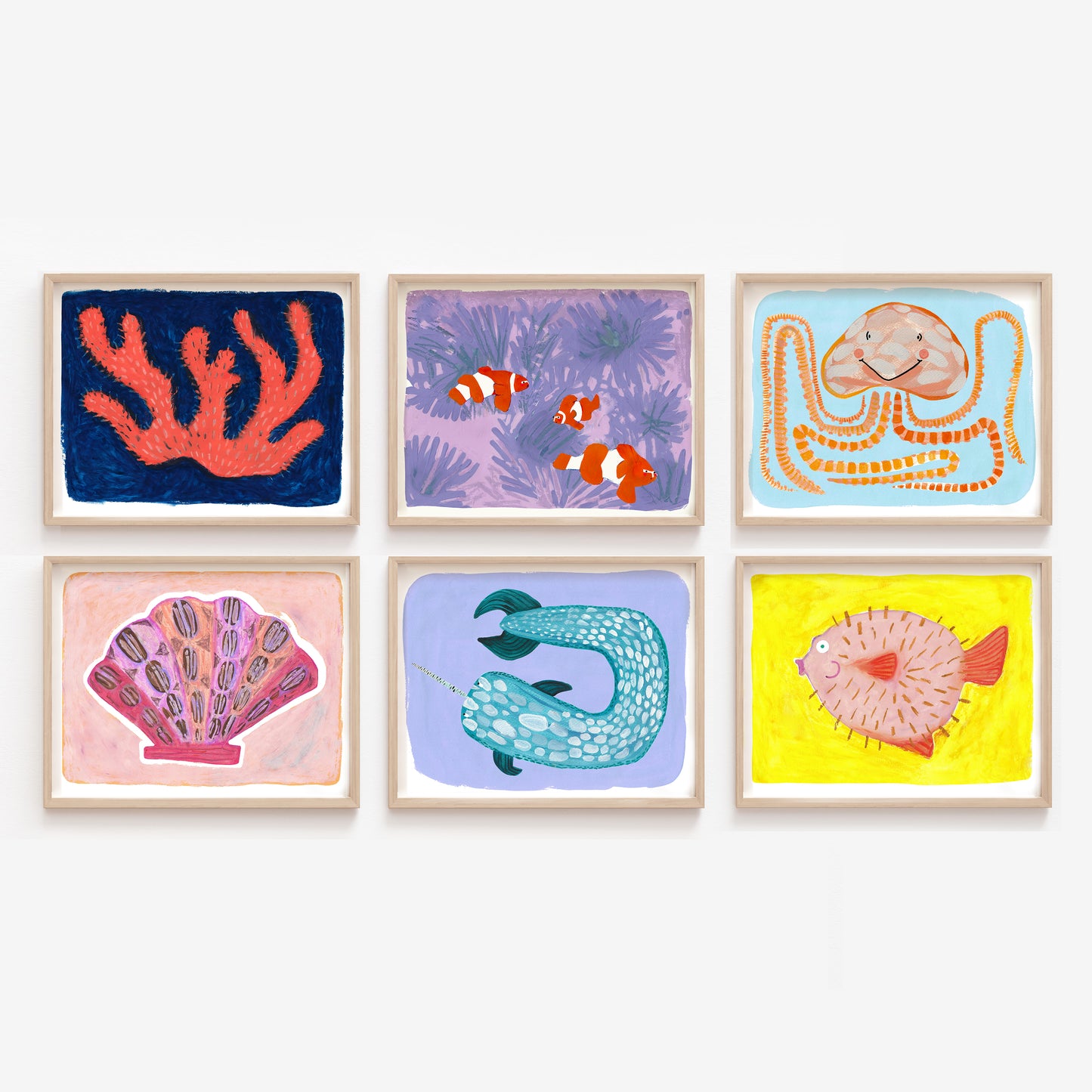 Under the Sea Animals Art Print Set