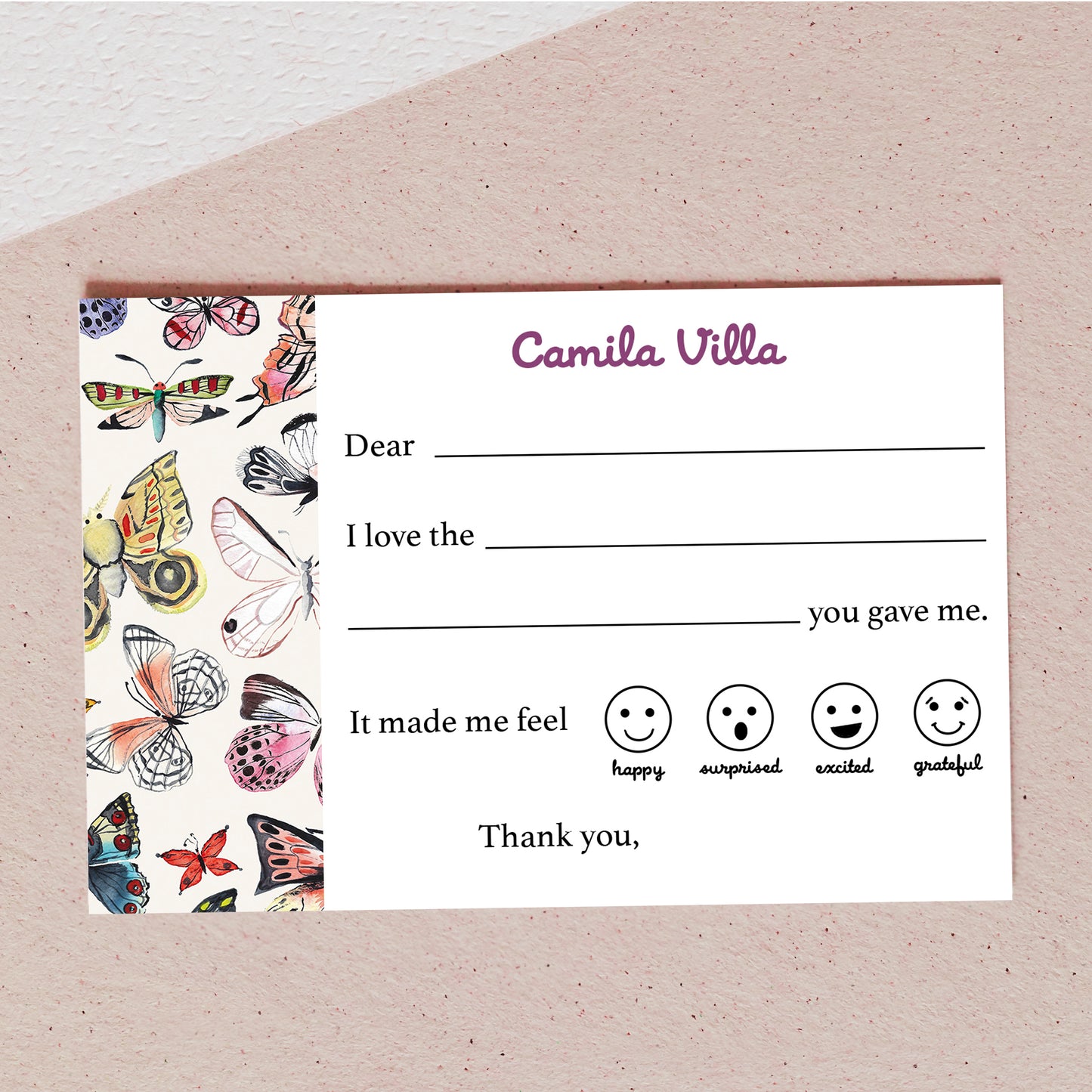 Personalized fill-in-the-blank Thank you Cards - Digital Download