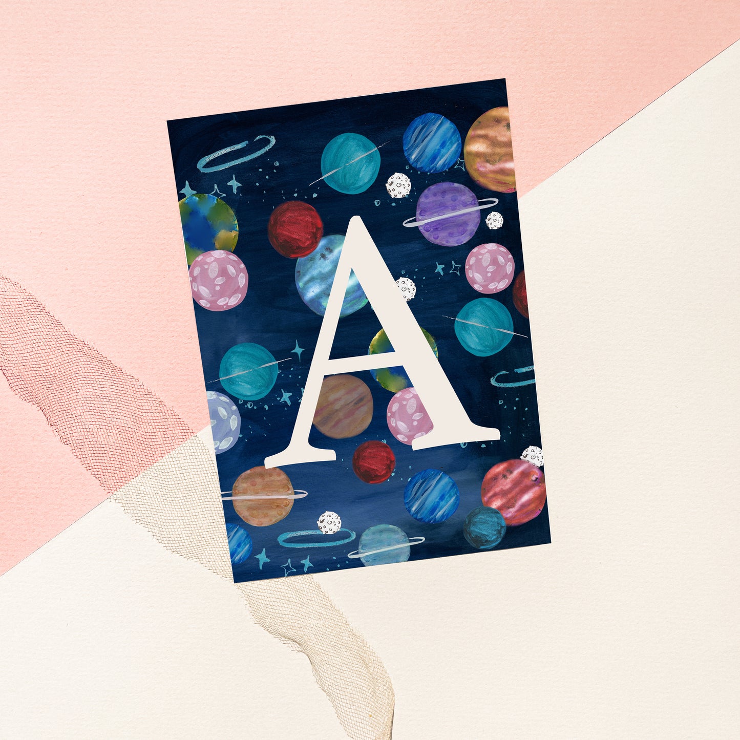 Space & Planets Initials Wall Art