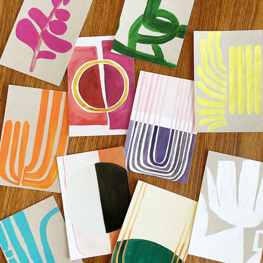 Pack of 10 Midcentury-Modern Abstract Colorful Postcards