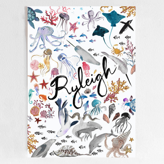 Bespoke Sea Creatures Wall Art Poster