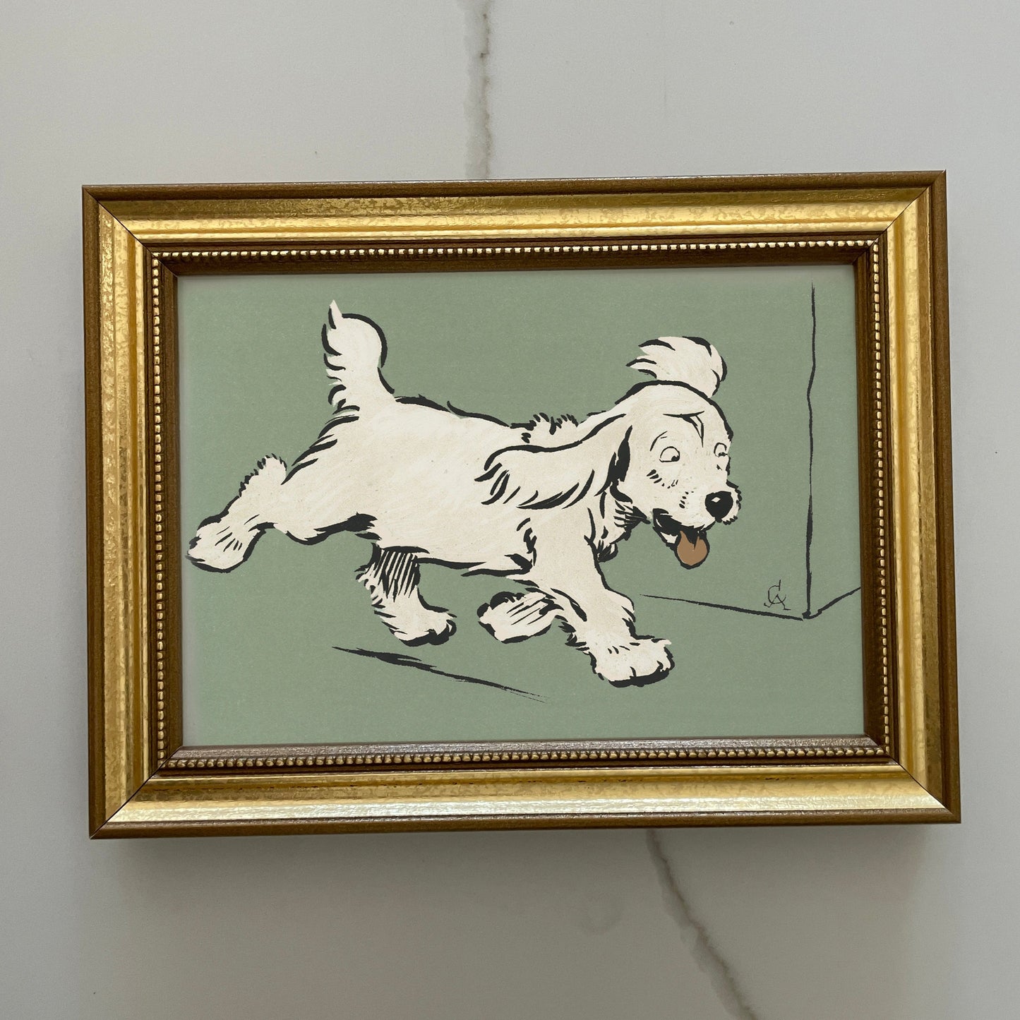 White Puppy Framed Wall Art Print